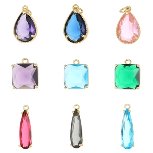 14K Gold gefüllte Tropfen- und geometrische bunte Edelsteinanhänger für DIY-Schmuck