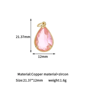 14K vergoldeter tropfenförmiger rosa Zirkonia Anhänger für DIY Schmuckherstellung