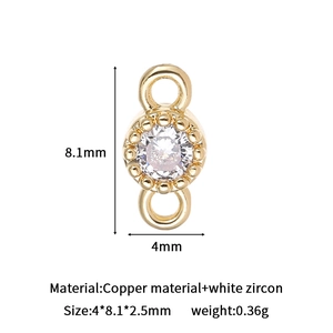 14k gold plated copper connector with white zircon for DIY jewelry making 4x8mm