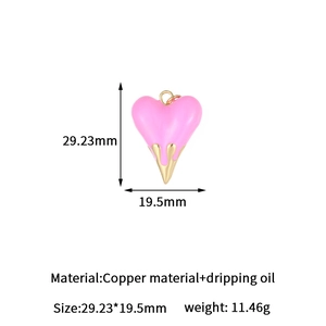 Herzanhänger in Rosa mit 14K Vergoldung und farbenfrohem Emaille-Tropfendetail