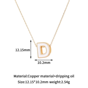 Detailed view of 14K gold plated letter D pendant with dimensions 12.15x10.2mm and weight