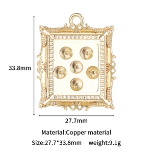Λεπτομέρεια βάσης μενταγιόν 14K χρυσό vintage πλαίσιο με διαστάσεις χαλκού