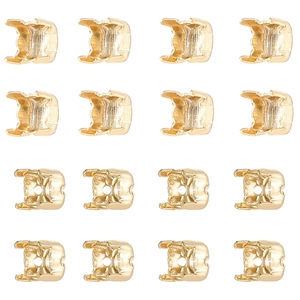 Set mit 16 mini 14K vergoldeten Messing-Krallenfassungen mit vier Zacken für DIY Schmuck