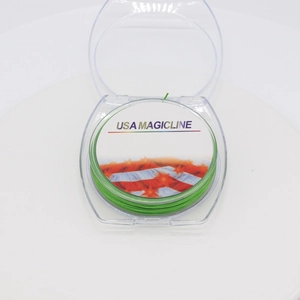 Detail view of USA Magicline green crystal elastic string in transparent packaging