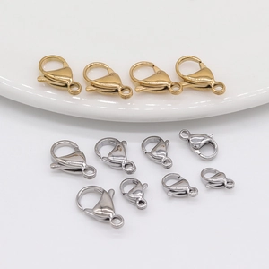 Polished stainless steel lobster clasps in gold and silver for DIY jewelry making