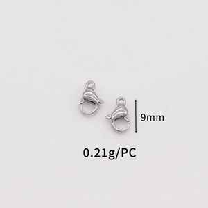 Detailed close-up of 9mm silver stainless steel lobster clasp jewelry connector