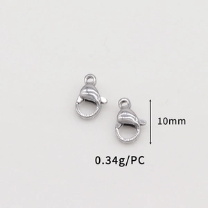 Detail view of 10mm stainless steel lobster clasp jewelry finding with 0.34g weight