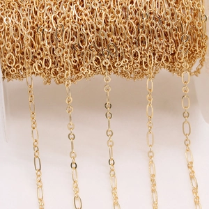 14K Gold Plated Copper Figaro Chain DIY Jewelry Making Accessories O-link Bulk Chain For Necklace Bracelet Handmade Craft