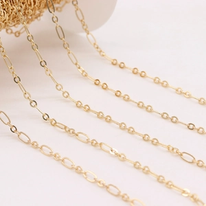 Golden DIY cable chain necklace links with polished finish for handmade jewelry