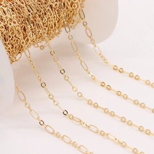 Gold plated paperclip and round link chain for DIY jewelry making on a spool
