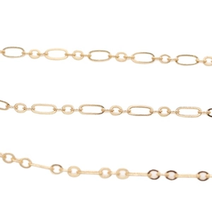 Gold-plated stainless steel tassel chain with alternating oval links for DIY jewelry