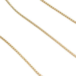 Detailed view of delicate gold plated box chain necklace showing square link texture