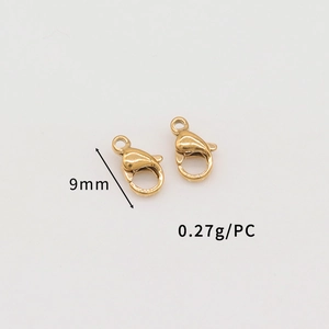 Detailed view of 9mm gold lobster clasp for DIY jewelry making with size and weight specs