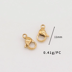 Detailed view of 11mm golden stainless steel lobster clasp for DIY jewelry making