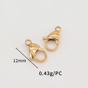 Detail view of 12mm gold-plated stainless steel lobster clasp for jewelry making