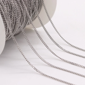 Silver stainless steel flat O-chain spool for DIY jewelry making and necklaces
