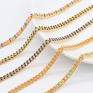 Catena a Grumet in Rame Placcato Oro 14K Smalto Colorato Fai Da Te Creazione Gioielli Catena Arcobaleno per Collana Bracciale Accessori