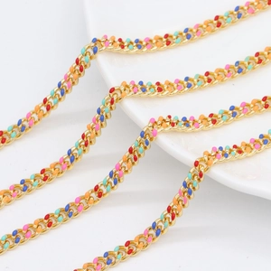 Punti smaltati colorati su catena cubana dorata per collane e bracciali fai-da-te