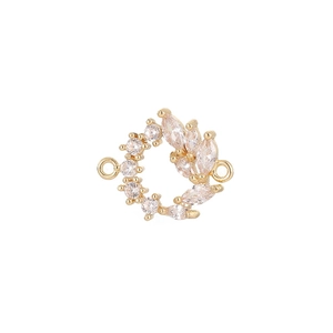 Gold-plated flower pendant with sparkling cubic zirconia crystals for DIY jewelry