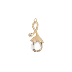 Pendentif goutte en or 14K avec zircon et design floral pour la création de bijoux DIY