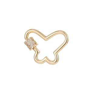 14K gold plated butterfly jewelry clasp with shimmering zircon screw lock for DIY jewelry