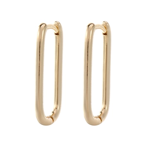 Classic 14K gold plated oval hoop earrings with a polished minimalist hinge design