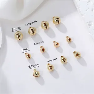Campanellini lucidi placcati oro 14k in misure 7,9mm, 6,15mm e 5mm per gioielli DIY
