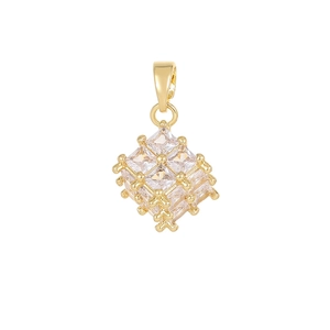 Colgante cuadrado de oro de 14K con circonitas para creación de joyas DIY