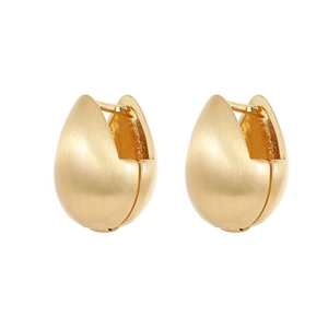 Minimalistische matte goldene Tropfen-Creolen mit gebürsteter Textur für Damen