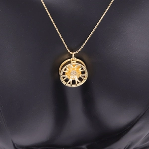 Minimalist Copper Car Wheel Hub Pendant Rhinestone Gold Plated DIY Necklace Keychain Charm Fashion Jewelry Gift