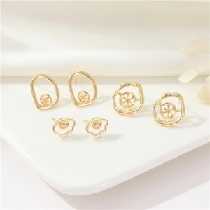 Basi per Orecchini in Rame Placcato Oro 14K per Creazione Gioielli Fai-da-te Künstliche Perle Geometrici Nuvola Ovali Con Perno in Argento Sterling 925
