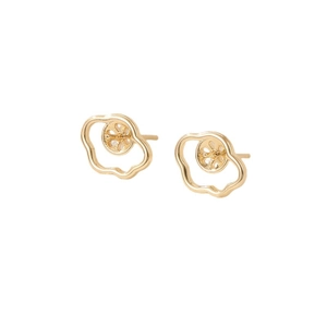 Orecchini a perno minimalisti in oro 14k a forma di nuvola e fiore per gioielli fai-da-te