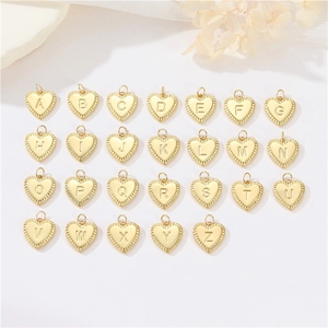 14K Vergulde Koperen Hart Alfabet Initiaal Hanger DIY Craft Charm Voor Ketting Armband Sieraden Maken Vrouwen