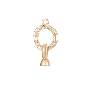 Gouden golvende ringverbinder met zirkoon en bolvormige kap voor DIY sieraden maken