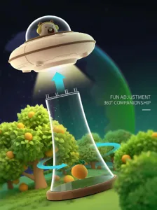 UFO night light featuring a 360-degree rotating beam and cute cartoon hamster figurine