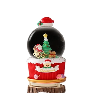 Luminous Santa Claus Christmas crystal ball ornament with snow globe scene and reindeer