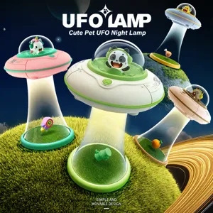 Cute Pet UFO Night Light Rechargeable LED Cartoon Table Lamp Usb Bedside Atmosphere Lighting Room Desk Decor Gift