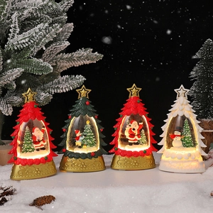 Lampe Boule à Neige Cristal Sapin de Noël Veilleuse LED Avec Musique Ornement de Bureau Festif Cadeau Déco Maison