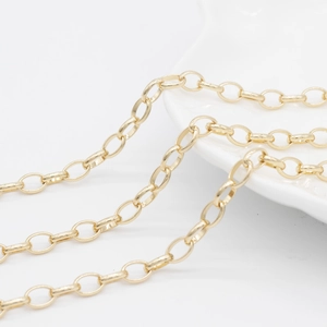 Chaîne à maillons ovales plaquée or 14K pour la création de bijoux DIY et colliers