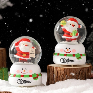 Boule à neige de Noël avec Père Noël et base bonhomme de neige, décor luminescent
