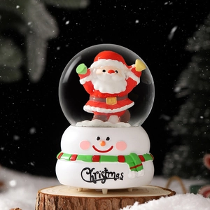 Boule de cristal Père Noël lumineuse avec socle bonhomme de neige pour décor de Noël