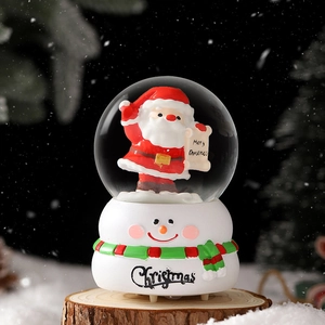 Boule de cristal Père Noël lumineuse avec socle bonhomme de neige pour décoration de Noël