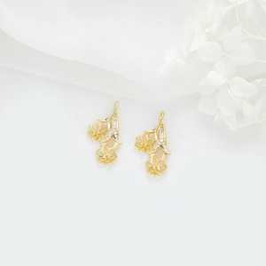 14k vergulde bloemtak hanger met micro-zirkon voor het maken van eigen sieraden