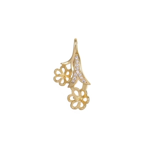 Gouden bloem hanger met sprankelende zirkoon voor DIY sieraden en ketting ontwerp