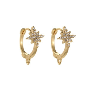 Boucles d'oreilles créoles dorées 14K avec breloques étoile du nord en zircon pour DIY