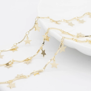 Chaîne à pendentifs étoile plaquée or 14 carats pour création de bijoux DIY et colliers