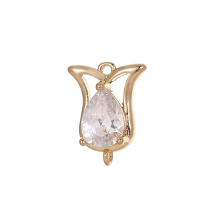 Μενταγιόν λουλούδι 14k gold-filled με ζιργκόν για χειροποίητη κατασκευή κοσμημάτων