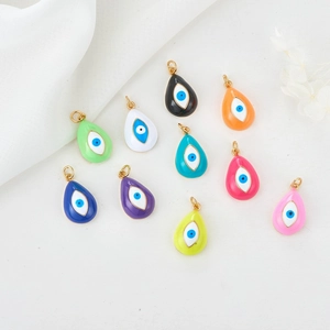 Pendentifs œil maléfique colorés en émail doré pour la création de bijoux DIY