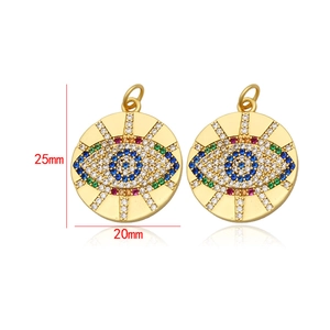 Pendentif œil grec doré avec cristaux de zircon colorés pour création de bijoux