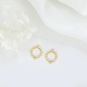 14K goud vergulde ronde zirkonia connector voor het zelf maken van sieraden